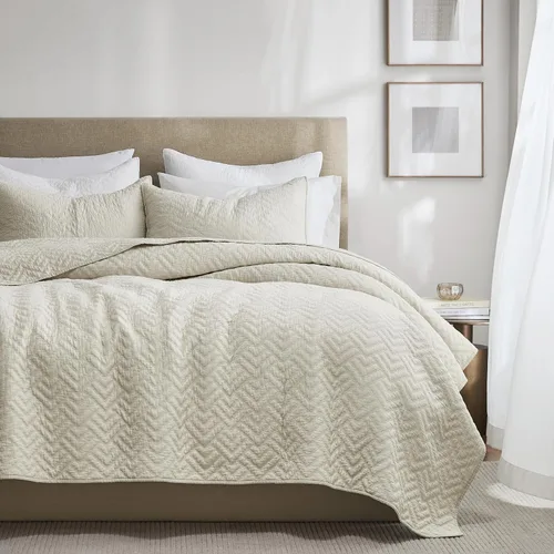 Vista 20 de palassio - Juego de ropa de cama, 100% algodón, tamaño individual, 1 fundas de almohada, colcha ligera texturizada, estilo chic desgastado, suave