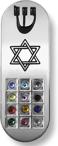 Vista 5 de Protección CAR MEZUZAH con viajeros Pergamino de oración Estrella judía de David y Hoshen Mezuza de Israel Jerusalén Arte Judaica Regalo