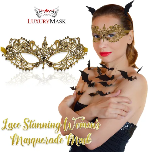 Vista 3 de Máscara de encaje para mujer, fiesta veneciana, graduación, Mardi Gras, Halloween