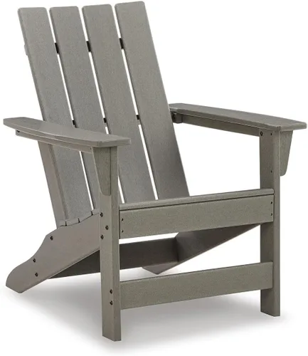 Vista 9 de Diseño de autor por Ashley - Silla para patio exterior Sundown Treasure Adirondack de HDPE, color marrón claro