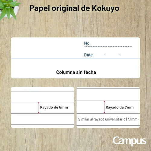Vista 8 de KOKUYO Cuaderno Campus, a rayas de 15/64 pulgadas, semiB5, 100 hojas, 35 líneas, azul (NO-10BN)