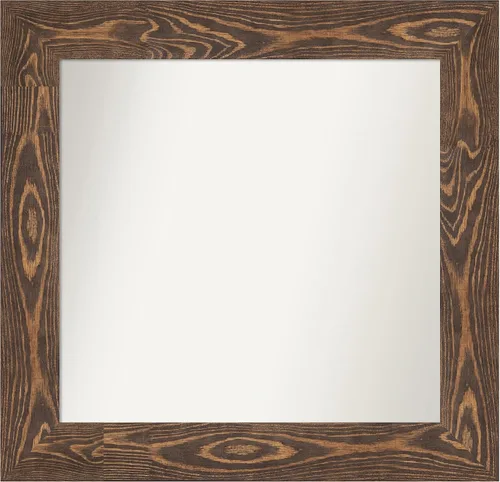 Vista 82 de Amanti Art Espejo de baño marrón para sobre fregadero, 26 x 26 pulgadas, espejo de tocador cuadrado marrón rústico Alexandria, marco de madera