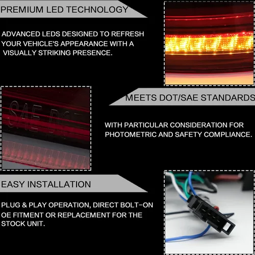 Vista 7 de VLAND Luces traseras LED para Jetta Sagitar 12-14 2011-2014 (no compatible con GLI y versión LED), montaje completo de lámpara trasera LED, rojo