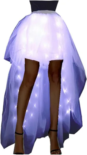 Vista 7 de Faldas tutú de tul para mujer, falda acampanada para disfraz de fiesta con luz LED, disfraz de Halloween