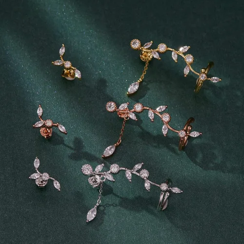 Vista 4 de BISAER Aretes de plata de ley 925 con circonitas cúbicas para mujer, regalos de joyería