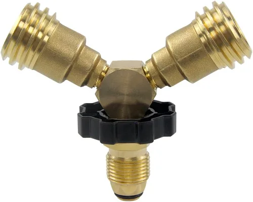 Vista 5 de Hooshing Adaptador de tanque de propano y divisor POL a QCC1 convertidor de 2 vías LP kits de montaje de gas de latón