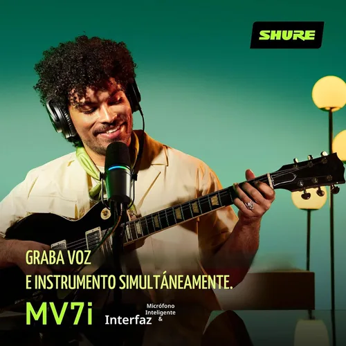 Vista 8 de Shure MV7i - Micrófono inteligente USB-C y XLR para podcasting, música y transmisión con interfaz de audio incorporada, modo de nivel automático
