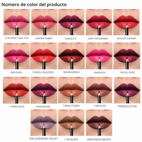 Vista 3 de DC-BEAUTIFUL Juego de 18 delineadores de labios con 2 sacapuntas, delineadores de labios impermeables y suaves de primera calidad, delineadores