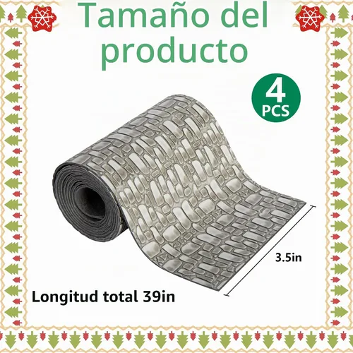 Vista 2 de 4 piezas de camino adoquinado de aldea de Navidad, accesorios de pueblos
