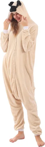Vista 5 de ZOBAYOP Pijama unisex con capucha de animales para adultos, para mujeres y hombres, disfraz de Halloween, cosplay, perro
