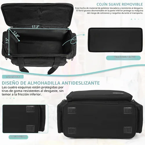 Vista 3 de Estuche de transporte para máquina de coser con múltiples bolsillos de almacenamiento para accesorios, bolsa universal de almacenamiento compatible