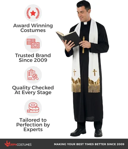 Vista 6 de Morph, Disfraz de sacerdote para hombre, traje de sacerdote, disfraces