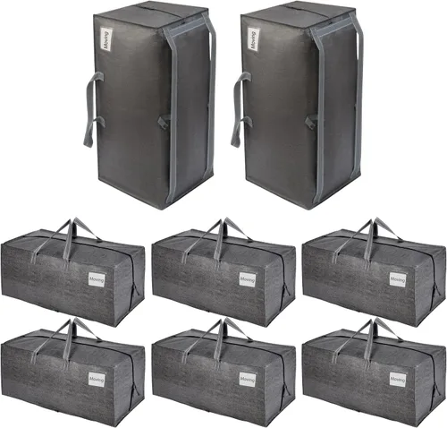 Vista 24 de VENO Paquete de 6 bolsas de mudanza resistentes con correas de mochila, cremalleras y asas, bolsas de embalaje extragrandes para artículos