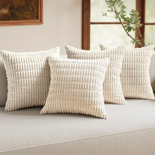 Vista 25 de MIULEE Paquete de 4 fundas de almohada decorativas neutras de 16 x 16 pulgadas para sofá, sala de estar, cama, estilo rústico, granja, bohemio