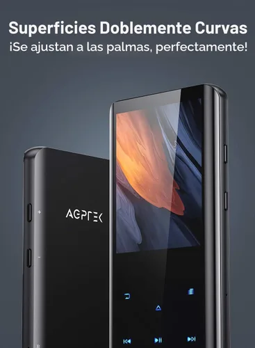 Vista 3 de AGPTEK Reproductor MP3 de 32 GB con Bluetooth 5.3, A19X pantalla curva de 2.4 pulgadas, reproductor de música portátil con bocina, sonido sin Negro