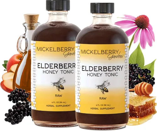 Vista 8 de Mickelberry Gardens Tónico de miel de saúco, jarabe de sambucus, saúco negro, apoyo inmunológico para adultos y niños (8 onzas)