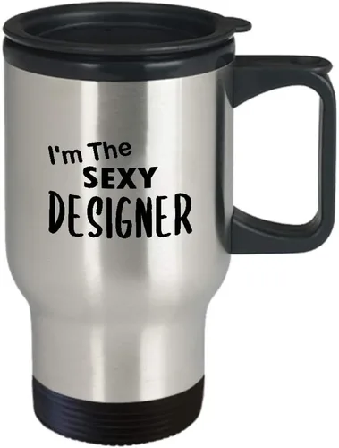 Vista 2 de Idea de regalo de agradecimiento para taza de viaje de diseño sexy, vaso de café aislado – Desarrollador gráfico UX Artista Diseño de Interiores