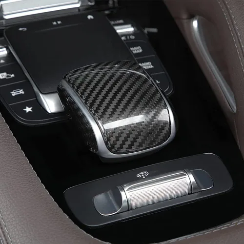 Vista 6 de Marco de panel de cambio de marchas de fibra de carbono real para consola central de automóvil, cubierta protectora para Mercedes Benz GLE W167 GLE