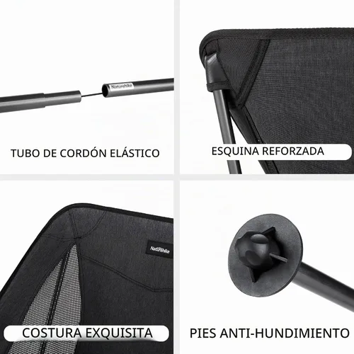 Vista 6 de Naturehike YL05 Silla de camping, silla de campamento portátil ultraligera con bolsa de almacenamiento, silla de playa plegable compacta