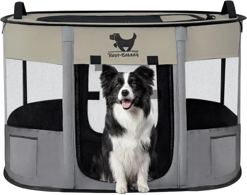 Vista 9 de Rest-Eazzzy Corralito para Perros, Corralito Plegable para Gatitos para Perros Medianos, Corralito Portátil para Mascotas con Cubierta de Sombra