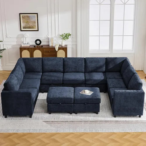 Vista 39 de WUTUTUEE Sofá biplaza modular de 58 pulgadas, sofá biplaza moderno de 2 plazas con almacenamiento, sofá modular de felpilla para sala de estar, Beige
