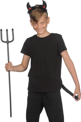 Vista 6 de Funcredible Devil Costume Accessories Set - Devil Horns and Tail with Pitchfork