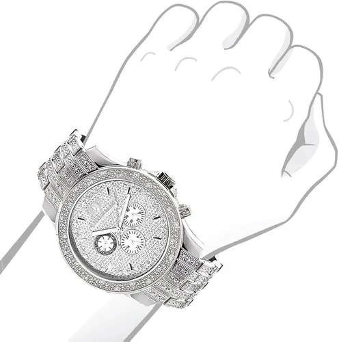 Vista 3 de LUXURMAN Raptor Iced Out - Correa y reloj con bisel de diamantes para hombre, 1 quilate, Moderno