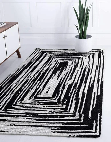 Vista 12 de Unique Loom Braided Chindi Collection Casual Modern Black Area Rug (9' 0 x 12' 0)