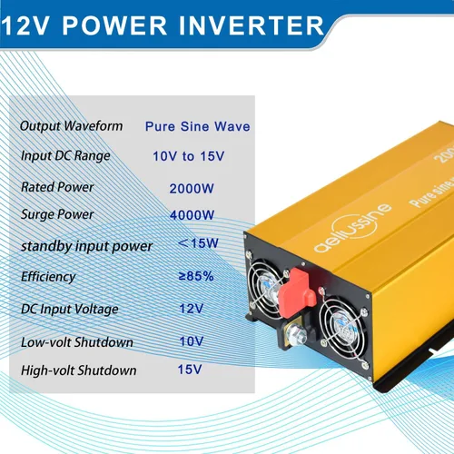 Vista 4 de Inversor de onda sinusoidal pura de 2000 W - 12 V CC a 110 V 120 V CA