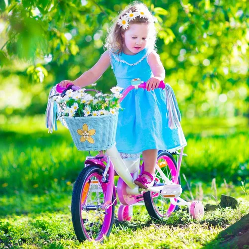 Vista 6 de Set de serpentinas para cesta de bicicleta para niños, cesta de mimbre para manillar de bicicleta con serpentinas de bicicleta coloridas, campana