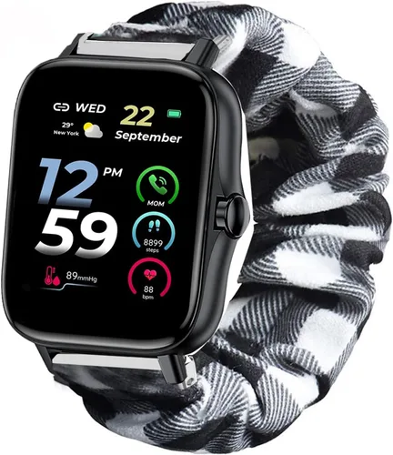 Vista 5 de Correa de repuesto compatible con ANDFZ Smartwatch ANDFZ, banda elástica de tela Lamshaw para mujer, compatible con ANDFZ T42 1.72/Geelyda Y20