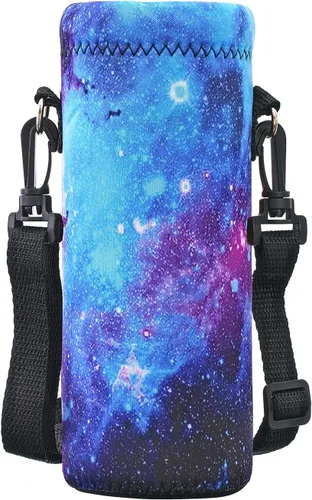 Vista 21 de RICHEN Bolsa de neopreno para botella de agua con correa ajustable para el hombro, cubierta aislada para botellas de acero inoxidable/vidrio/plástico