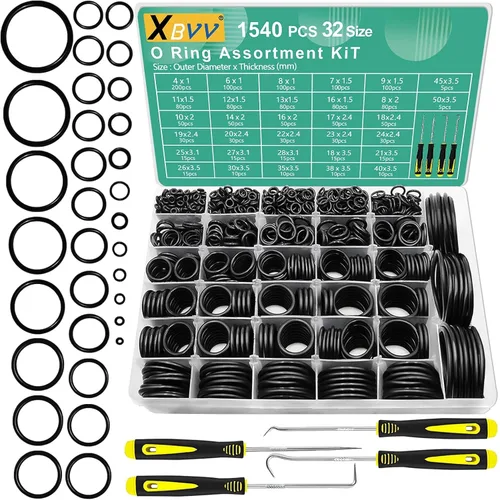 Vista 2 de XBVV Juego surtido de 1540 juntas tóricas métricas y 1086 piezas de juntas tóricas SAE para reparación de sellado de lavadoras a presión de plomería