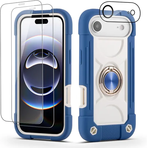 Vista 53 de Funda para iPhone Se3/iPhone Se2, iPhone 6/6S, iPhone 7/iPhone 8 de 4.7 pulgadas con soporte de anillo, con 2 protectores de pantalla resistentes