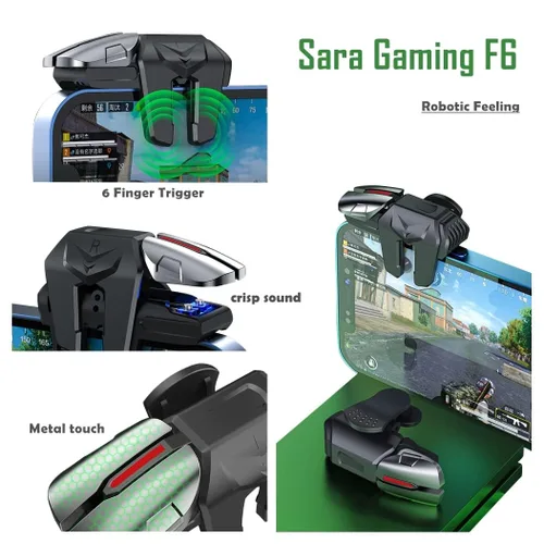 Vista 3 de rinsfox Fox Game Triggers With Finger Sleevs, Mobile Game Controllers 6 Finger, Plug and Play Gaming Trigger for iOS and Android
