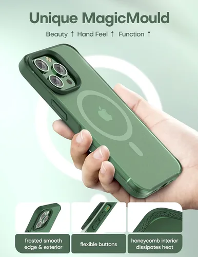 Vista 7 de TAURI - 5 en 1. Funda magnética para iPhone 13 Pro Max, protección contra caídas de grado militar con 2 protectores de pantalla templados y 2