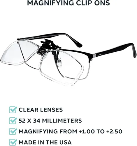 Vista 3 de Gafas de lectura con clip de aumento transparente, 1.00 a 2.50 dioptrías