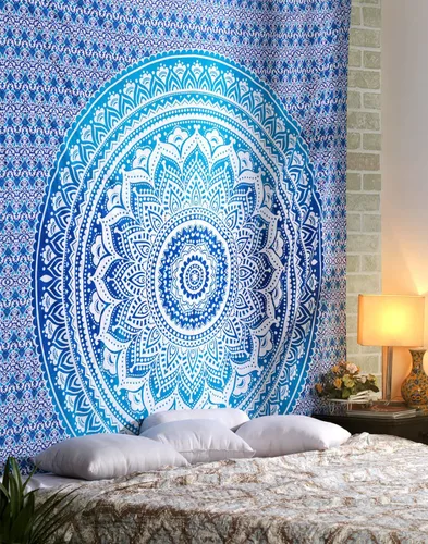 Vista 2 de RAJRANG - Tapiz de mandala grande para dormitorio y sala de estar, tapices de algodón para colgar en la pared