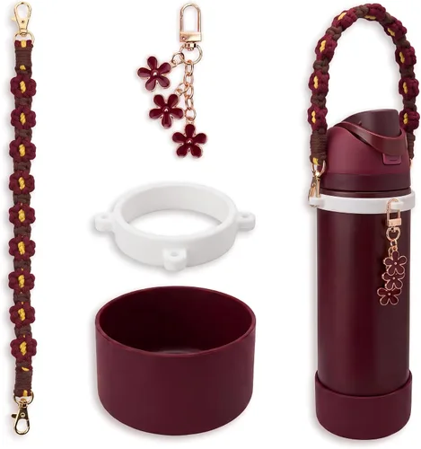 Vista 7 de Juego de fundas de silicona para botella de agua Owala de 24 oz, 32 oz, 40 oz - Incluye funda antideslizante y correa con asa para botella de agua