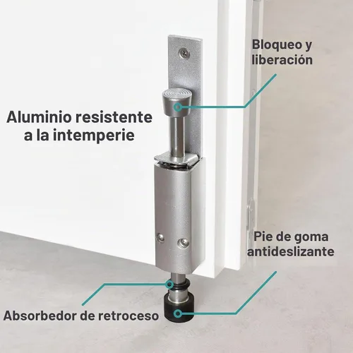 Vista 3 de Tope de puerta con patada - Tope de puerta resistente con patada y paso - Soporte de puerta operado con el pie para uso exterior y comercial, D&D