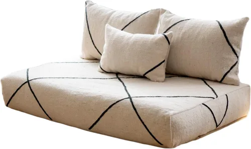 Vista 35 de arabicsofa Sofás de Suelo Coloridos de Estilo Marroquí – Cojines de Suelo Modulares Hechos a Mano (Beige 16, Sofá de Suelo de 4 pies)