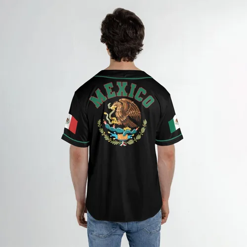 Vista 3 de Eagle Mexico - Camiseta de béisbol con la bandera de México para hombre, mujer, talla S a 5XL