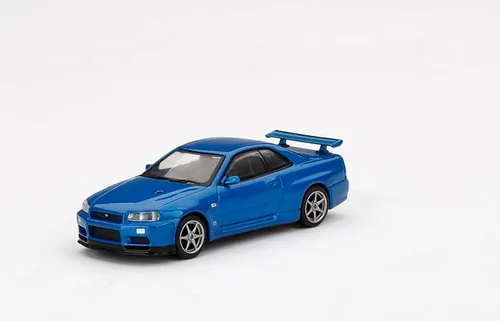 Vista 2 de True Scale Miniatures Modelo de automóvil compatible con Nissan Skyline GT-R (R34) V-Spec II Bayside Blue Edición Limitada 1/64 Modelo de automóvil