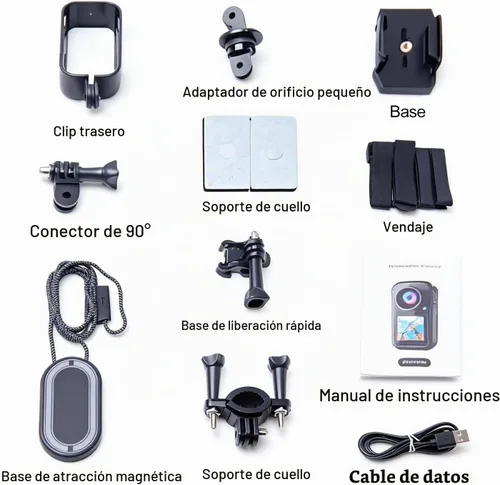 Vista 8 de Mini cámara de acción 4K, estabilización EIS, gran angular de 130°, pantalla táctil dual, grabación previa, impermeable para vlogging, aventuras al