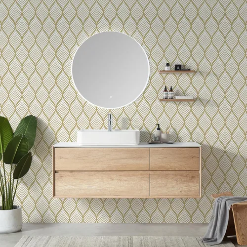 Vista 4 de Papel Tapiz Bohemio Dorado Despegar y Pegar Papel Tapiz Geométrico Autoadhesivo Papel de Contacto Vinilo Removible para Baño Cocina Sala de Estar