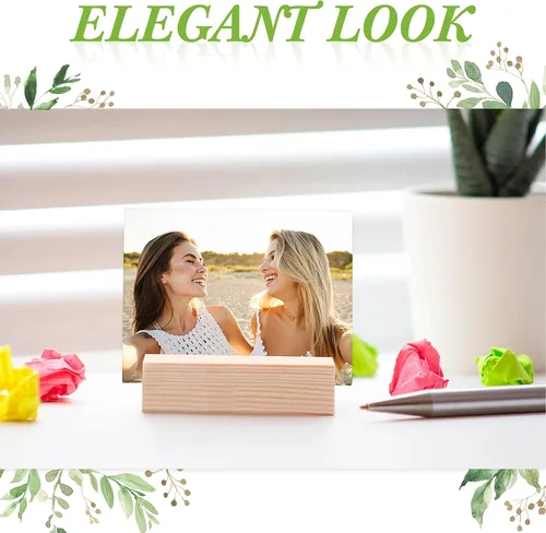 Vista 3 de 12 soportes de madera para colocar lugares de madera para letreros de mesa, soporte para tarjetas de identificación para decoración de eventos