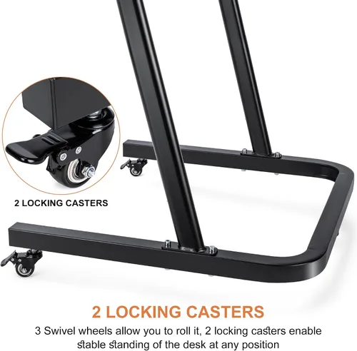 Vista 4 de CXWXC Indoor Cycling Desk - Adjustable Height Bike Deak Laptop Stand Non-Slip Surface - Portable Bike Trainer Fitness Desk with Lockable Wheels