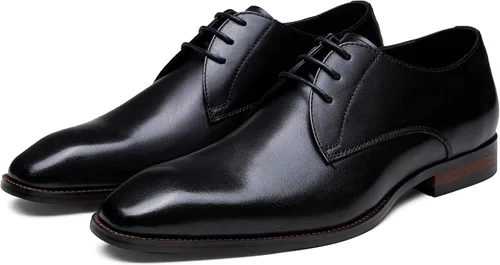 Vista 6 de Jousen Zapatos de vestir para hombre, zapatos de cuero formales Oxford Derby, zapatos de vestir retro Brogue Wingtip para hombres