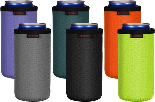 Vista 22 de Paquete de 4 Fundas Enfriadoras para Latas Delgadas de 12oz, Suaves Aisladas Reutilizables Antideslizantes de Neopreno Portavasos Cubiertas