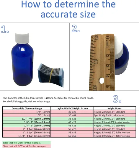 Vista 4 de Banda retráctil perforada negra de 1.772 x 2.047 in para botellas de salsa picante y otras botellas líquidas, se adapta a 3/4" a 1" de diámetro A)